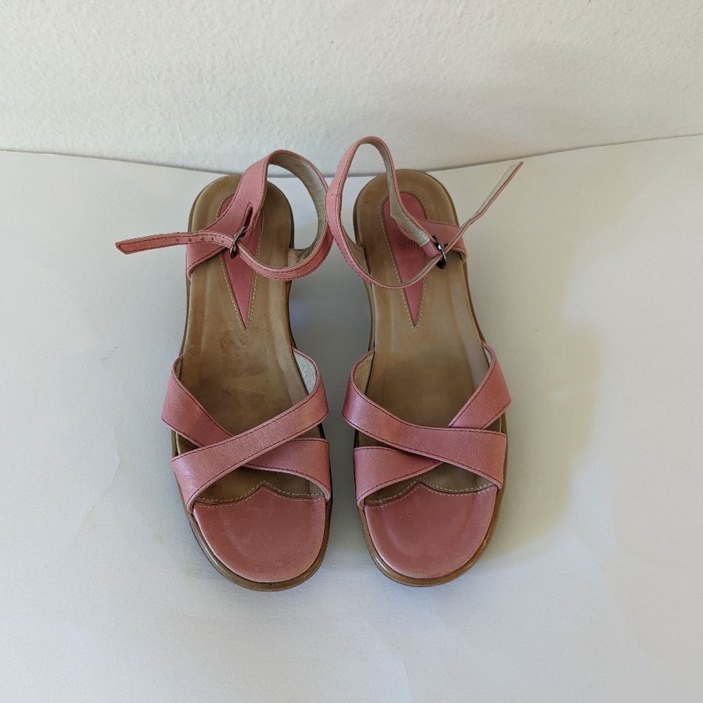 Dansko Pink Leather Ankle-Strap Sandals